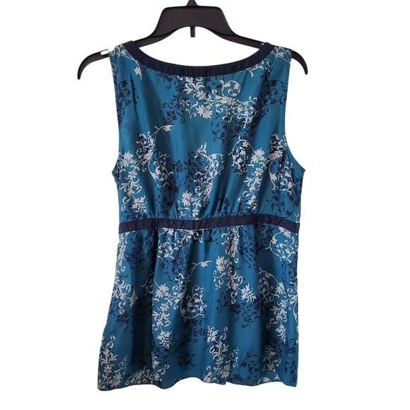 Express Design Studio Y2K Womens Silk Floral Babydoll Top Size Large Blue V neck - Picture 2 of 4
